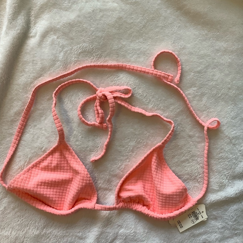 Aerie Peach Textured Bikini Top